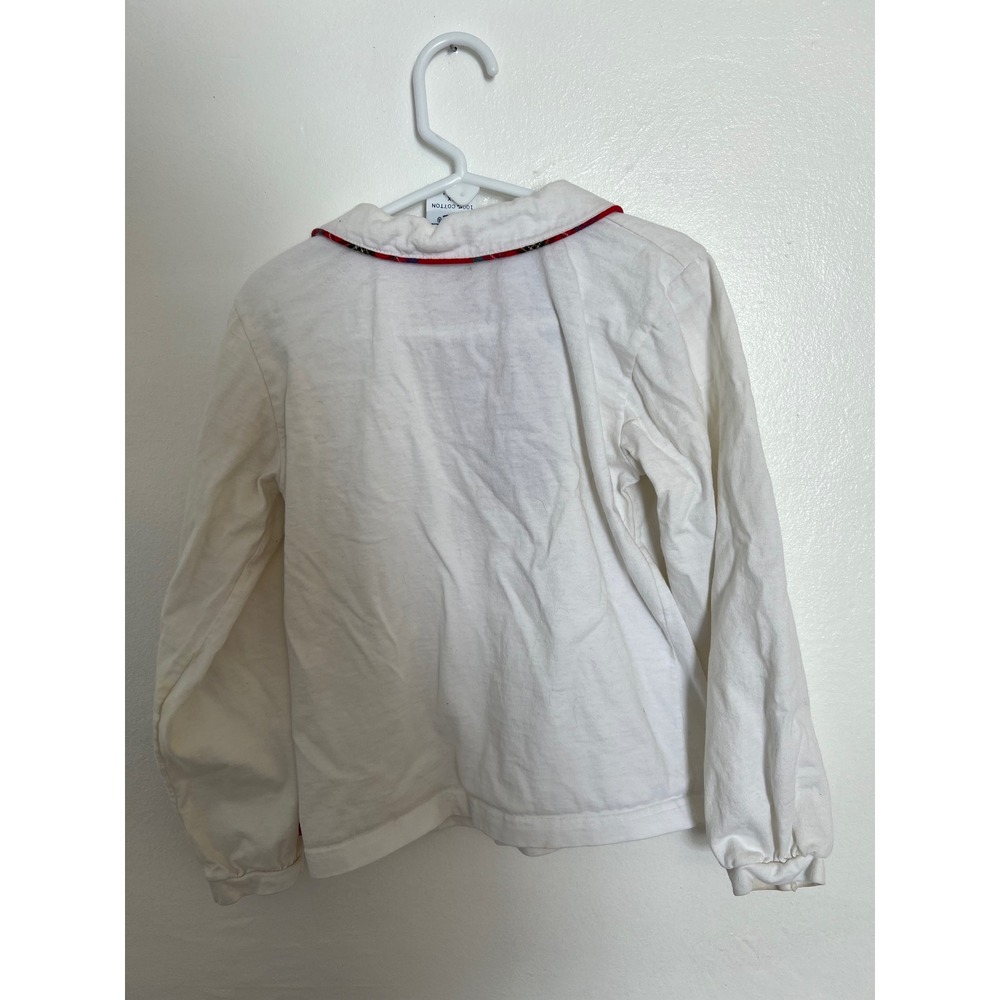 Vintage OshKosh Bgosh Girls White Plaid Trim Peter Pan Collar Polo Shirt 6X USA - Picture 2 of 6